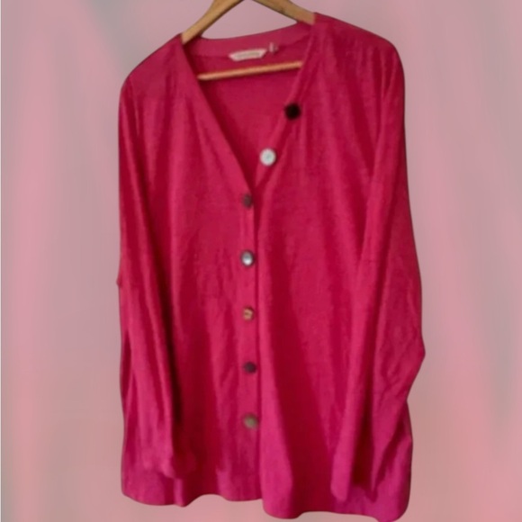 Women's Soft Surroundings Button Down Cardigan Shirt , 1X, Pink - Picture 1 of 7